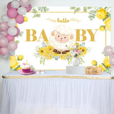 Wenig Lamm Gelb Blumen Blatt Baby Dusche Hintergrund